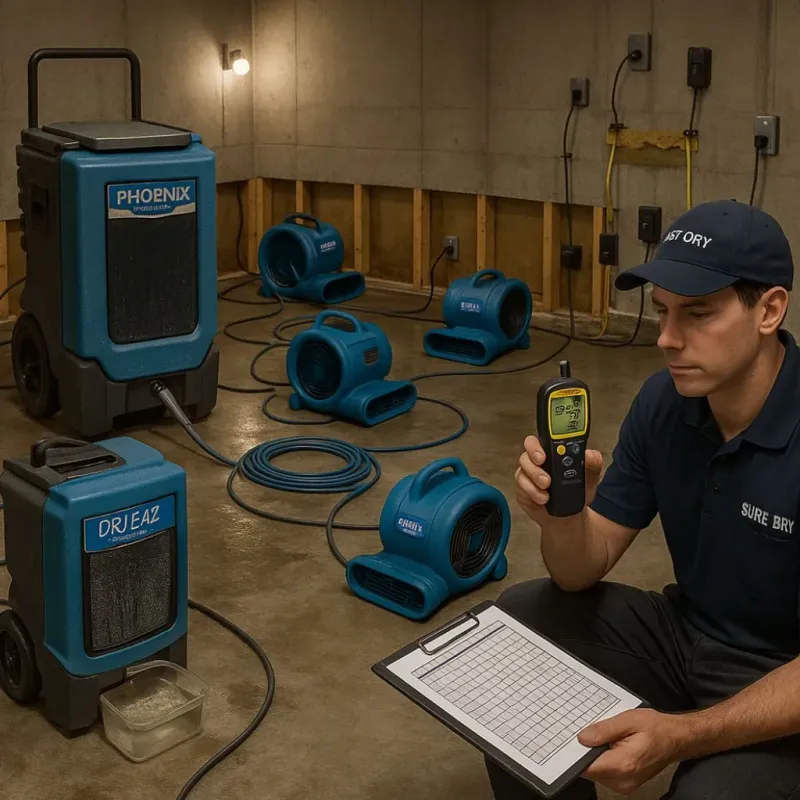 Structural Drying and Dehumidification process in Cando, ND